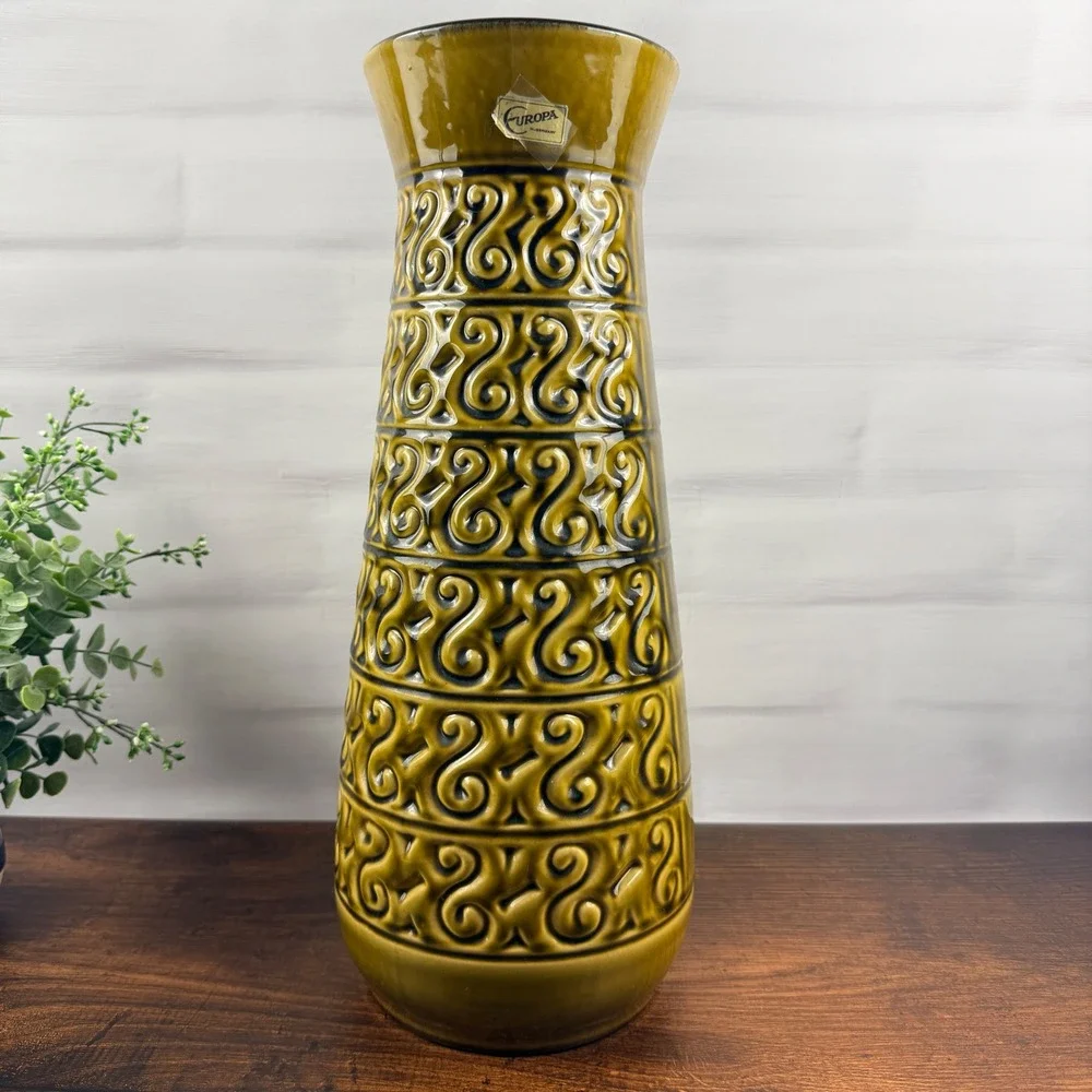 Carstens Tönnieshof Europa 7252-40 West German Pottery Floor Vase MCM 1960s 16